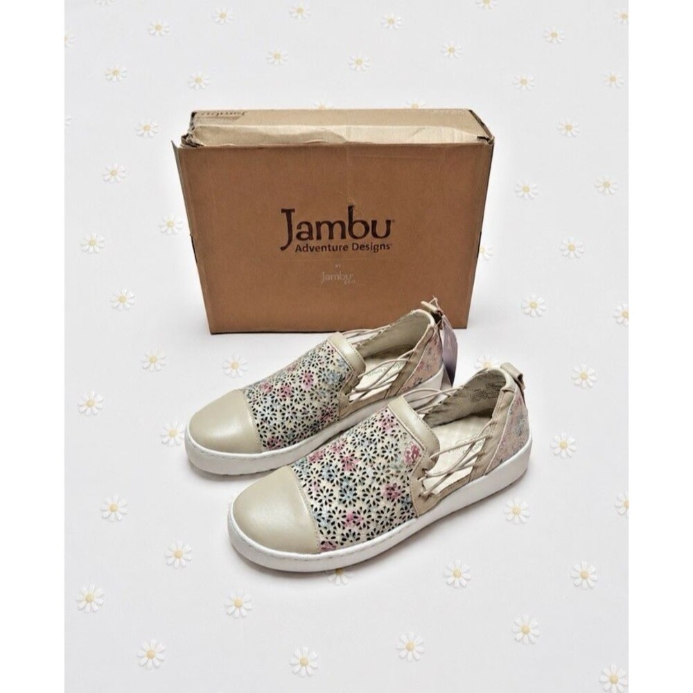 Jambu Erin Floral Perforated Cut Out Leather Suede Women Slip On Sneaker Size 9m